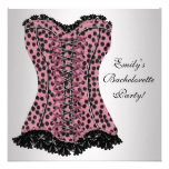 Rosa Leopard-Korsett-hoher Heels-Junggeselinnen-Ab Individuelle Ankündigskarten