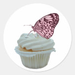 Rosa Schmetterling mit Kuchen-Entwurf Sticker
