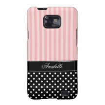 Rosa Streifen und Polka-Punkt-individueller Name Galaxy S2 Hülle