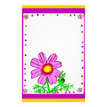 Rosa und gelbe Blume stationär Bedrucktes Büropapier
