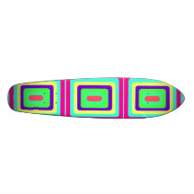 Rosa und gelbe Quadrate des Retro Babyblaus Skateboarddecks