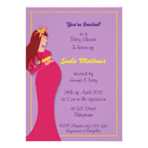 Rosa und lila schwangeres Mamma babyshower laden e Personalisierte Einladungskarte