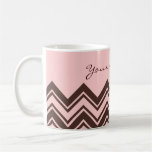 Rosa und schokoladenbrauner Zickzack Kaffee Tassen