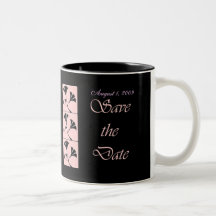 Rosa und Schwarzes Save the Date, die Becher Weddi Tee Haferl