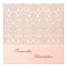 Rosa Vintage Damast-Hochzeits-Einladungen