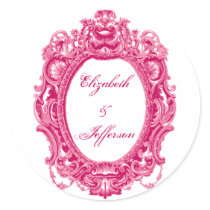 Rosa Vintager Rahmen-mit Monogramm Aufkleber