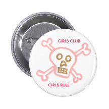 rose-crâne-os croisés, FILLES CLUB, RÈGLE de FILLE Badges