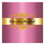 Rose élégant d'or d'invitation de fête d'anniversa