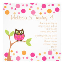 Rose Hibou-Chaud de bébé rose par demande Invitations Personnalisées