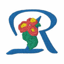 Rosen-Monogramm gesticktes Hemd des Buchstabe-R Polo Shirt
