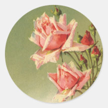Roses roses vintages de jardin pour la Saint-Valen Autocollant Rond