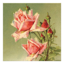 Roses roses vintages de jardin pour la Saint-Valen Cartons D'invitation