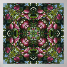 Rote Äpfel auf Baum-Natur-abstraktem Kaleidoskop Plakate