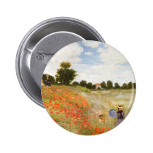 Rote blühende Mohnblumen - Claude Monet Button