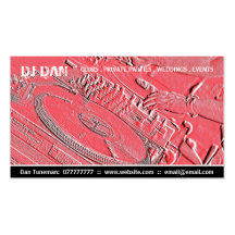 Rote DJ-Visitenkarten