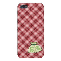 Rote karierte Geld-Taschen iPhone 5 Case