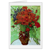 Rote Mohnblumen-u. Gänseblümchen-schöne Kunst Van  Grußkarten