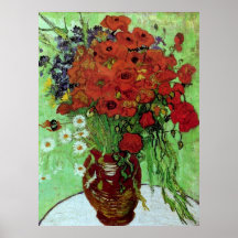 Rote Mohnblumen-u. Gänseblümchen-schöne Kunst Van  Posterdrucke