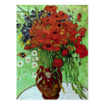 Rote Mohnblumen-u. Gänseblümchen-schöne Kunst Van  Postkarte