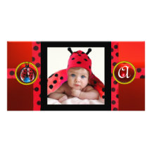 ROTE SCHWARZ-WEISSE MARIENKÄFER-MONOGRAMM-FOTO-SCH FOTO KARTEN