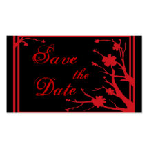 Rote schwarze BlumenSave the Date Geschäftskarten Visitenkarten