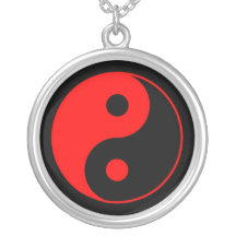 Rote u. schwarze Yin Yang Symbol-Halskette