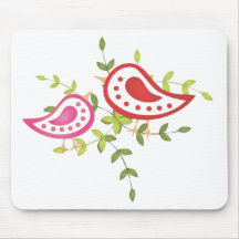 Rote und rosa Vögel Mauspads