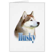 Roter Husky-Name Grußkarte