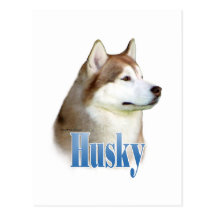 Roter Husky-Name Postkarte