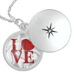 Roter LIEBE SterlingsilberLocket Halsketten