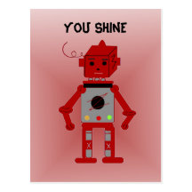Roter Roboter - Sie Glanz Postkarte