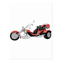 rotes Motorrad trike Postkarte