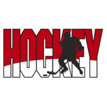 rouge des textes d'hockey découpages en acrylique