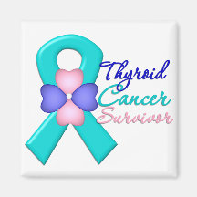 Ruban de fleur de survivant de cancer de la thyroï aimants pour réfrigérateur