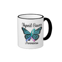 Ruban de papillon de cancer de la thyroïde tasse à café
