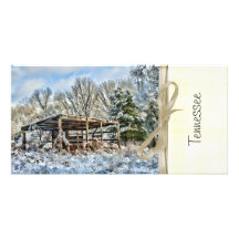 Rustikaler Stall im Schnee - Tennessee Photo Karten
