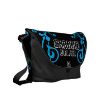 Sac messenger (cyan) à bois d'ébène de fibrille sacoches