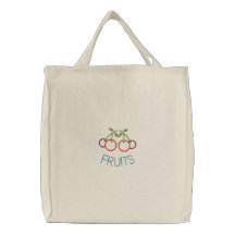 Sac réutilisable brodé à épicerie de toile de ceri