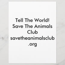 Sagen Sie der Welt! Retten Sie den Tieren Clubsave Flyer Druck