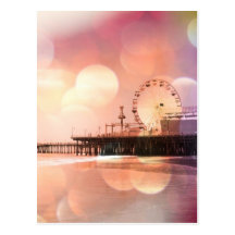 Santa Monica Pier - funkelndes rosa Foto redigiere Postkarten