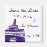 Sauvez Tour Eiffel de date dans le pourpre Aimant