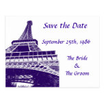 Sauvez Tour Eiffel de pourpre de date Cartes Postales
