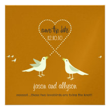 Save the Date Mitteilungen mit Lovebirds {Gold} Personalisierte Ankündigungen