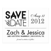 SAVE THE DATE %PIPE% SCHWARZ U. WEISS POSTKARTEN