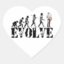 Saxophonesax-Evolutions-Musical-Kunst Herzaufkleber