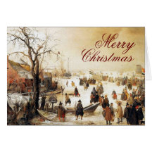 Scène d'hiver sur Noël de cru de ~ de canal Cartes De Vœux