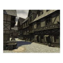 Scène médiévale de rue - 1 carte postale