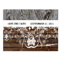 Schäbiges Spitze-Holz und altes Holz Save the Date Postkarten