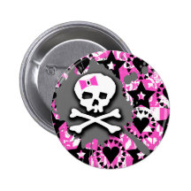 Schädel-Farben-Spritzer Button