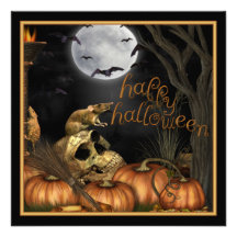Schädel, Ratten und Kürbis-Halloween-Party-Einladu